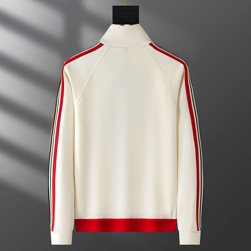 Minglu Bee Embroidery Elasticity Men's Sweatshirts Luxury Stand Collar Zipper Spring Autumn Sport Casual Cotton Male Hoodies 4XL