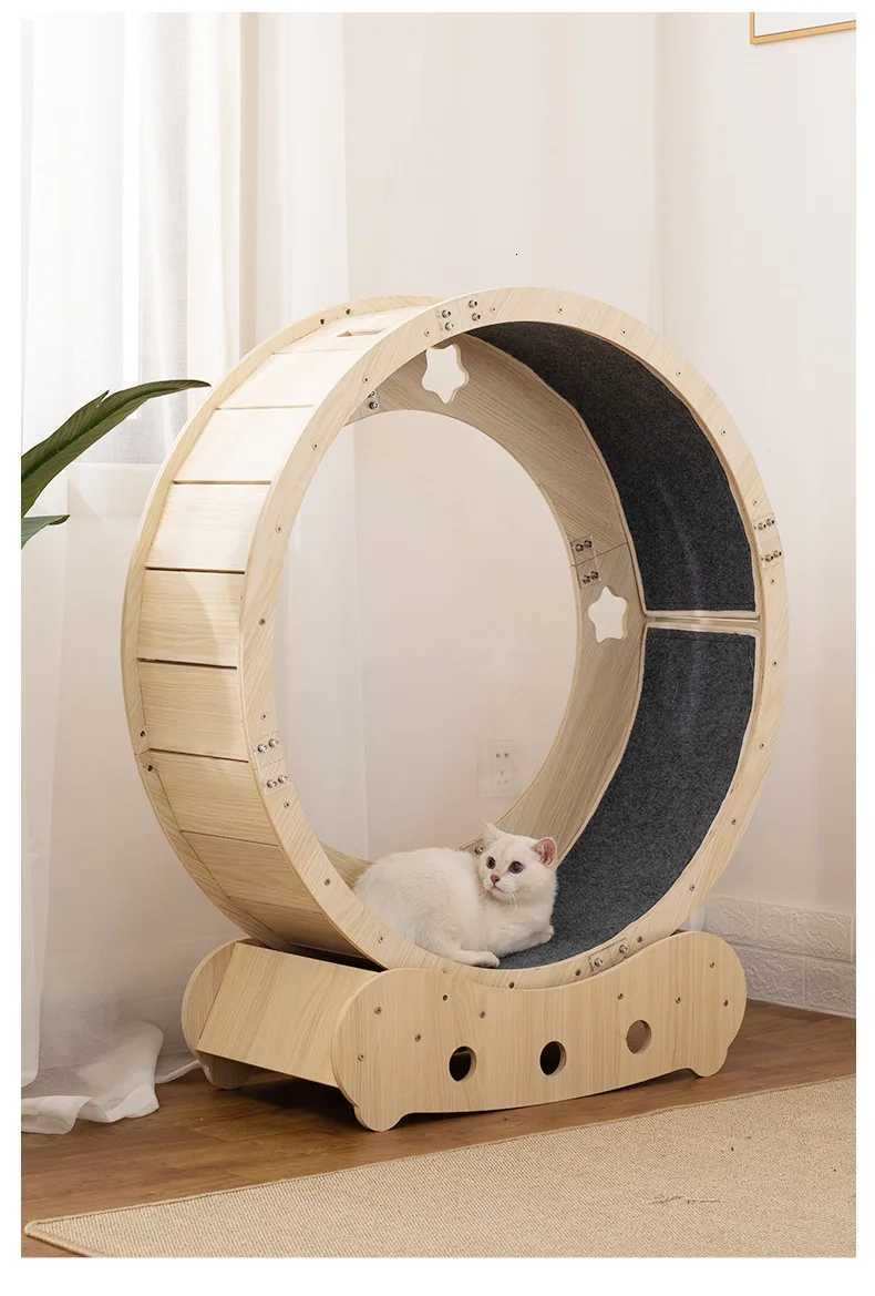 Cat Treadmill Roller Sports Equipment Pet Cat Dog Fitness Roller Silent Sports Running Wheel Solid Wood Cat Climbing Frame M251205