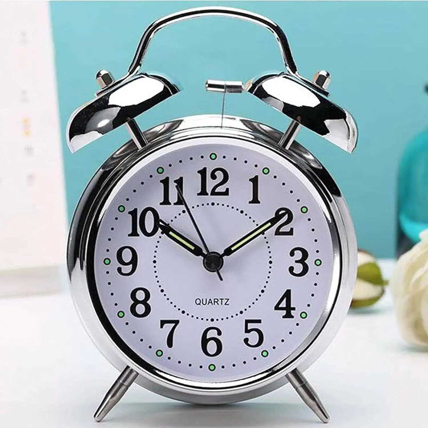 Silent Alarm Clock Double Bell Loud Retro Mechanical Bedside With Night Light M251205 - view 3