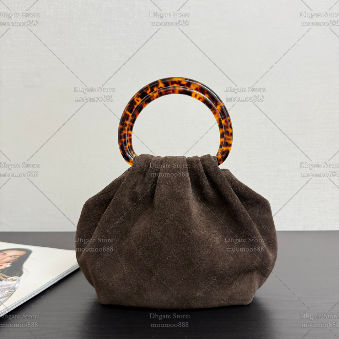 12A All-New Mirror Quality Designer Suede Bags for Women 24cm 32cm Luxury Top Handle Bags Quilted Real Leather Handbags Brown Clutch Bag