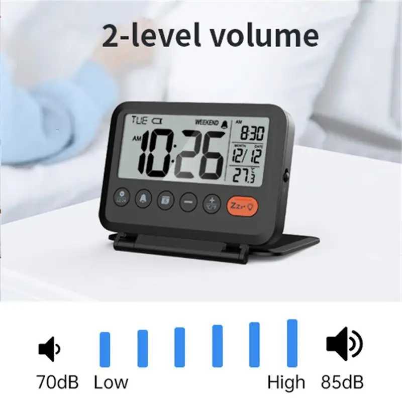 NOKLEAD Home Digital LCD Thermometer Clock Fold Mini Travel Clock With Calendar Traveling Alarm Clock Portable Desktop Clock M251205 - view 4