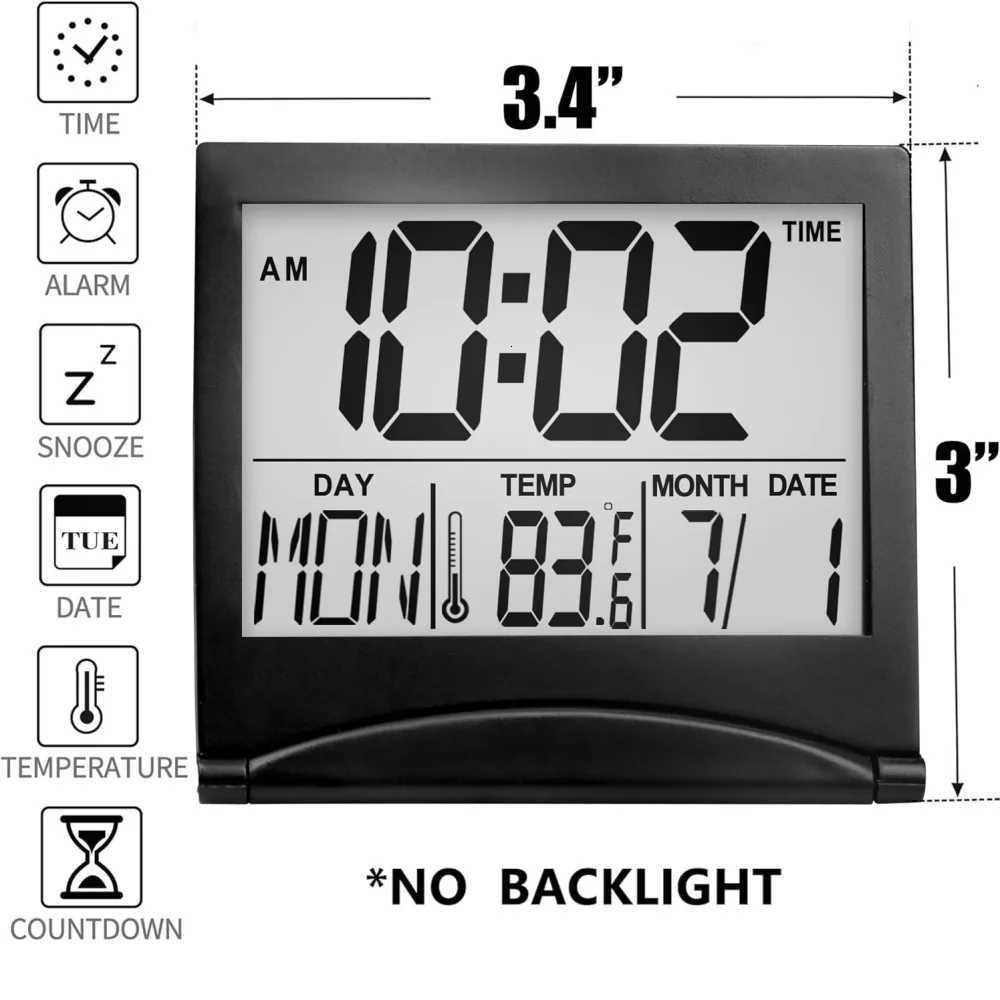Foldable Backlit Calendar Clock Stylish Snooze Digital Alarm Clock Bedrooms Offices Travel Alarm Clock Compact Desk LCD Clock M251205 - view 3