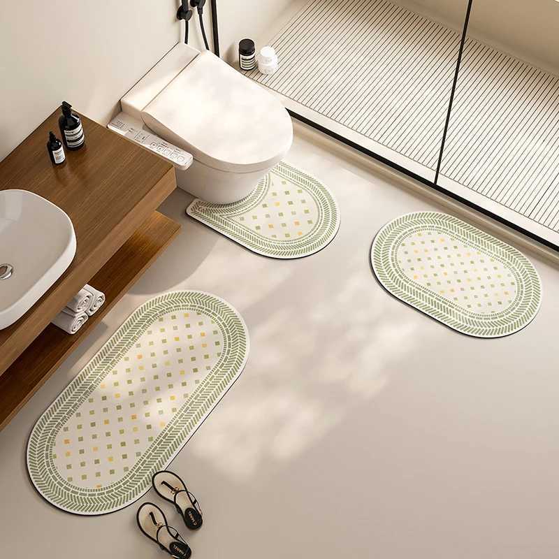 VIKAMA 3-Piece U-Shaped Toilet Edge Rug Bathroom Water Absorbing Foot Mat Toilet Room Anti-Slip Carpet Home Decoration H251205