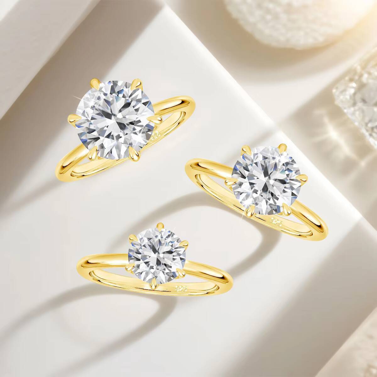 14K Gold Filled Jewellery 925 Silver Anillos Fadeless Womens Luxury Engagement 3ct 2ct 1ct 6 Prong Moissanite Ring