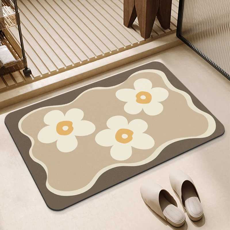 Simple modern light luxury diatom mud floor mat bathroom toilet door water absorption non-slip foot mat entry door mat H251205