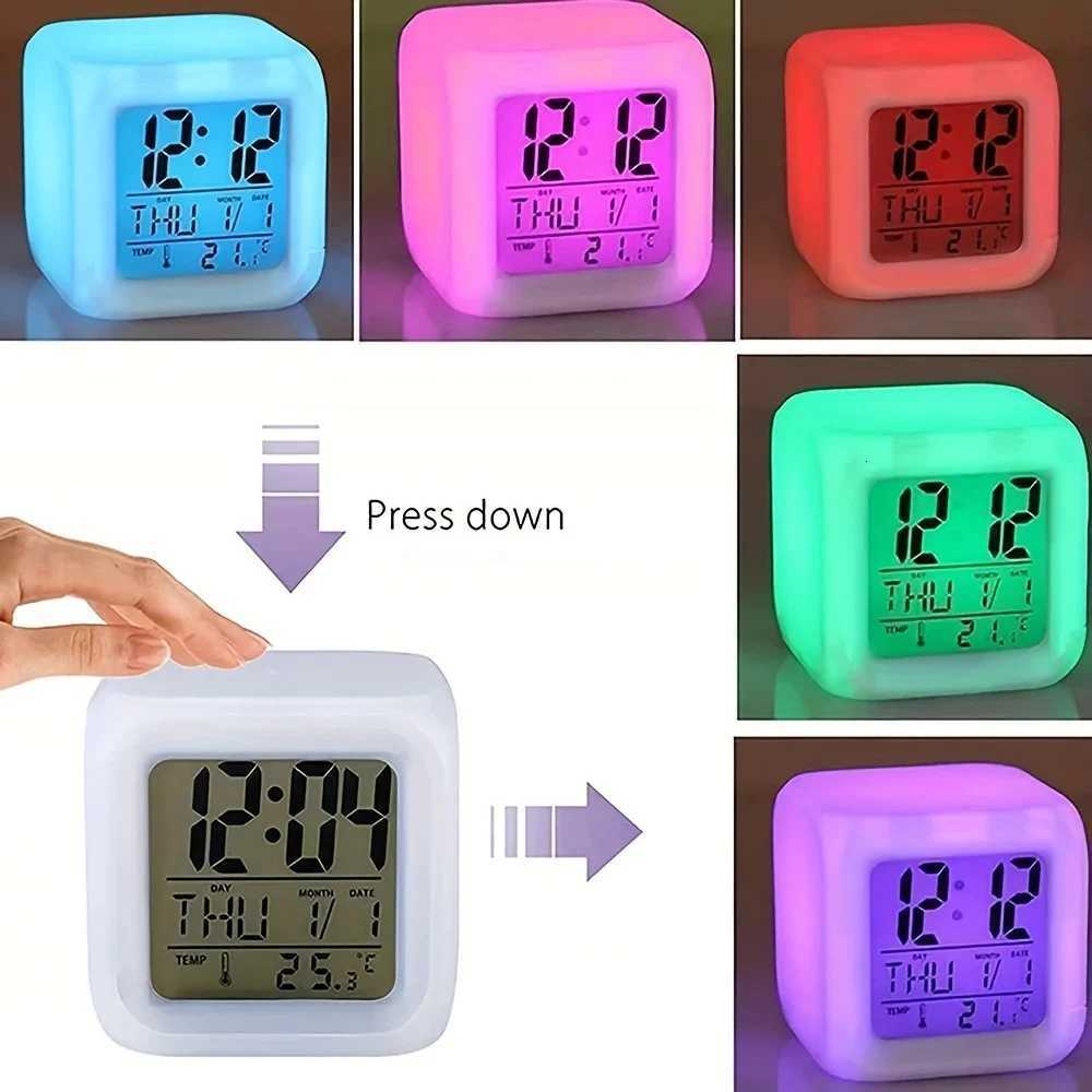 Colorful Cube Alarm Clock - Creative Luminous Home Desk Clock with Color Changing Feature M251205 - view 7