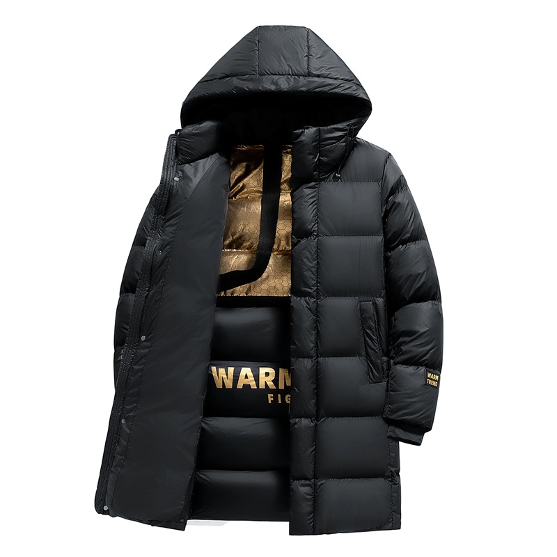 Graphene Mid-Length Cotton Coat for Men: Winter Hooded Casual Padded Jacket, Plus Size, Thickened Warmth, Loose Fit Outerwear