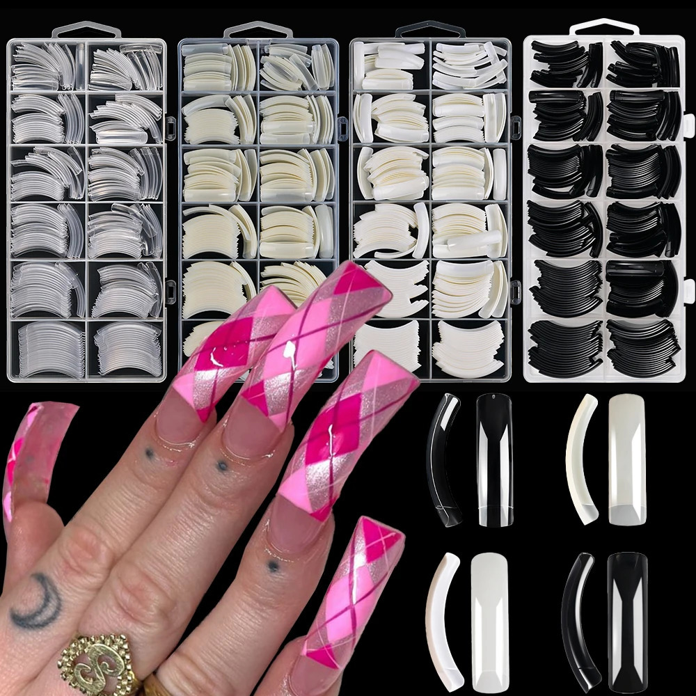240pcs Extra Long Hawk Curved Nail Tips 12Size Full Cover Acrylic False Nails 4 Colors Eagle Claw Curve press on Fake nails 251204