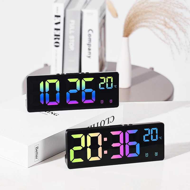Colorful Digital Alarm Clock Voice Control Temperature Date Dual Alarm Snooze Table Clock Night Mode 12/24H LED Clock Watch M251205 - view 3