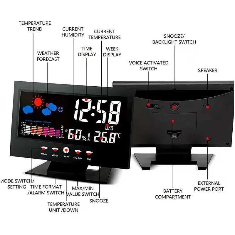 Weather Station Digital Temperature Humidity Meter Clock Thermometer Hygrometer Calendar Temperature Trend Alarm Comfort Level M251205 - view 6
