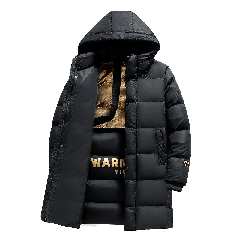 Graphene Mid-Length Cotton Coat for Men: Winter Hooded Casual Padded Jacket, Plus Size, Thickened Warmth, Loose Fit Outerwear