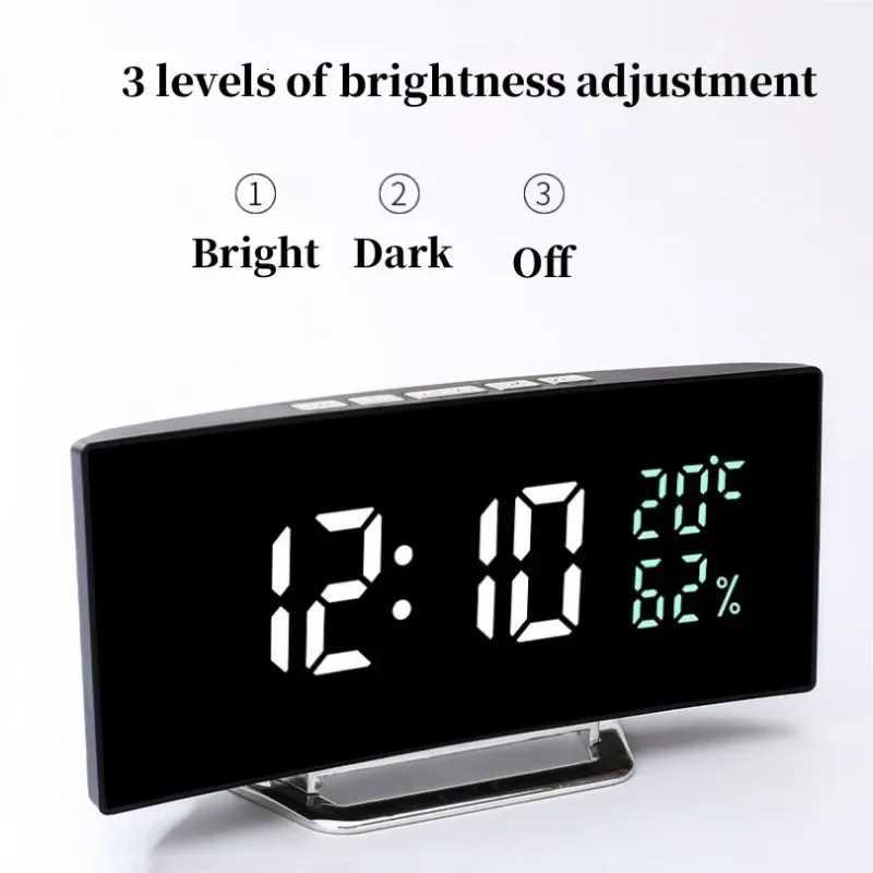 Mirror Digital Alarm Clock Temperature Date 2 Levels of Brightness Adjustment Snooze Table Clock 12/24H Night Mode LED Clock M251205 - view 3