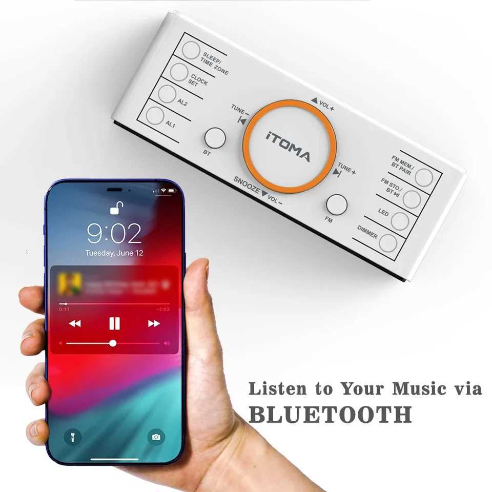Alarm Clock Radio 14 White LED Display Clock with Bluetooth FM Radio Dual Alarm Sleep Timer Snooze Auto Manual Dimmer M251205 - view 7