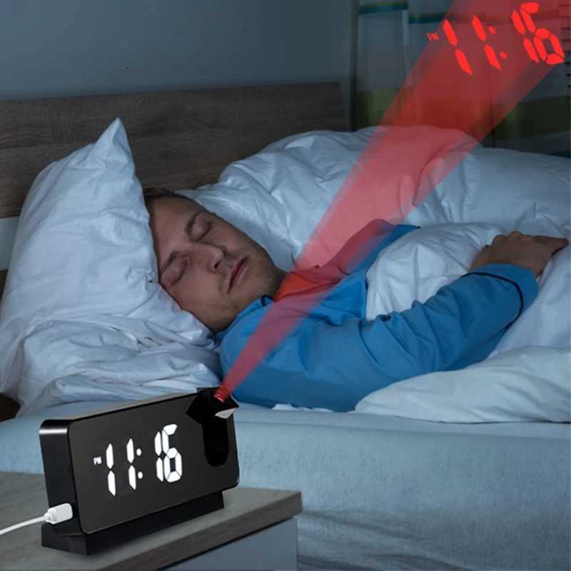 Digital Projection Alarm Clock with Rotatable Ceiling/Wall Projector Bedside Desktop Clock Large Display for Bedroom Office M251205 - view 4