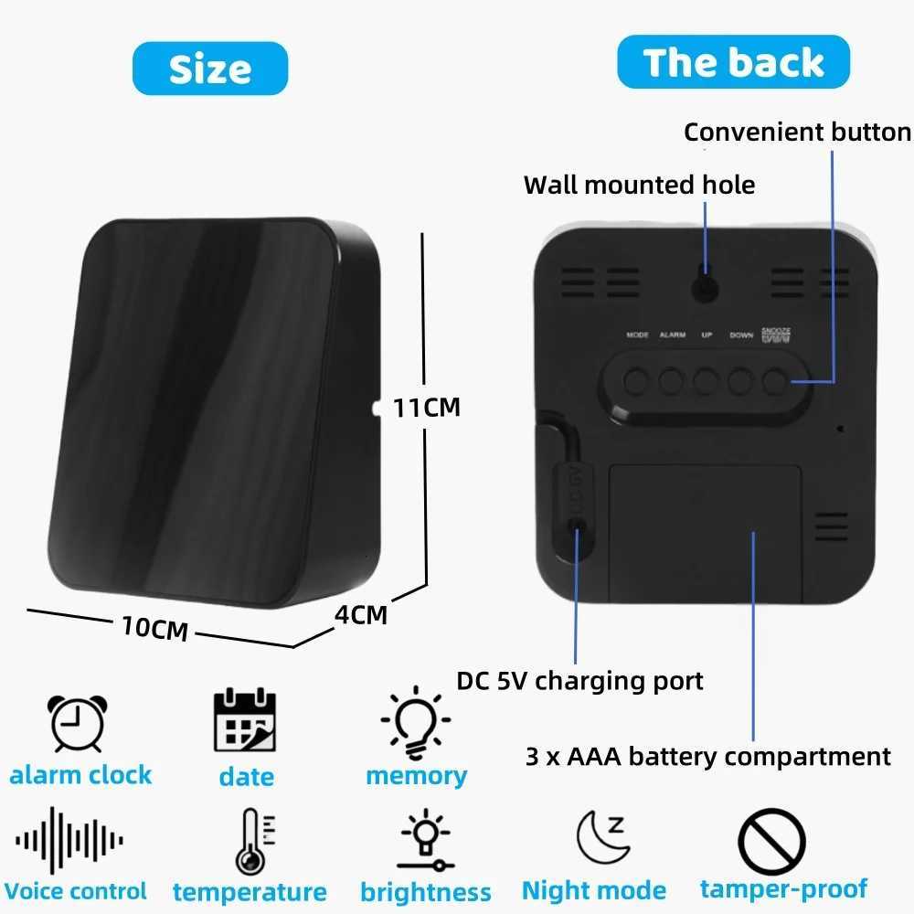 Digital Table clock Desk decoration and accessories Wall Alarm clock bedside desk table alarm clock timepiece electronic clock M251205 - view 7