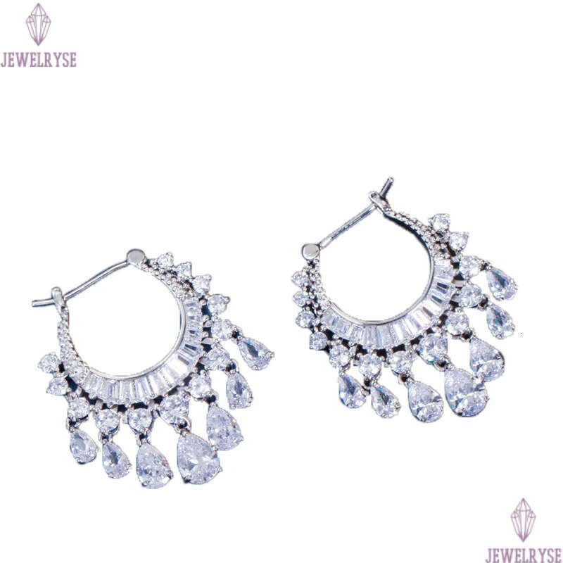 Fashion Tassel Charm AAA Cubic Zirconia Earrings Designer Copper Luxury Jewelry White Green CZ Silver Circle Earring For Women Party Friend Bride Wedd