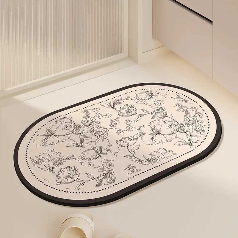Diatom mud simple and luxurious European style floor mat for bathroom and toilet strong water absorption and anti slip foot mat H251205