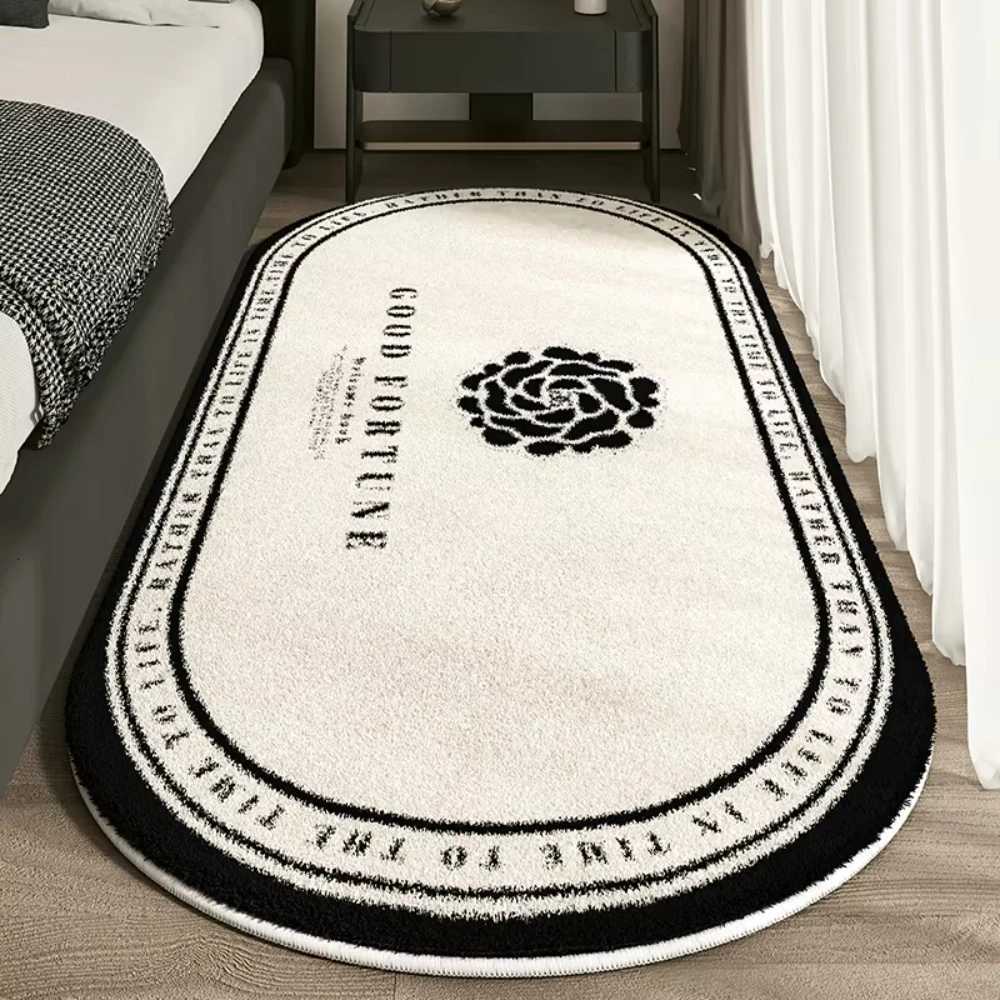 VIKAMA French Soft Plush Carpet Light Luxury Oval Bedroom Bed Blanket Balcony Cloakroom Living Room Carpet Home Decor luxury designer H251205