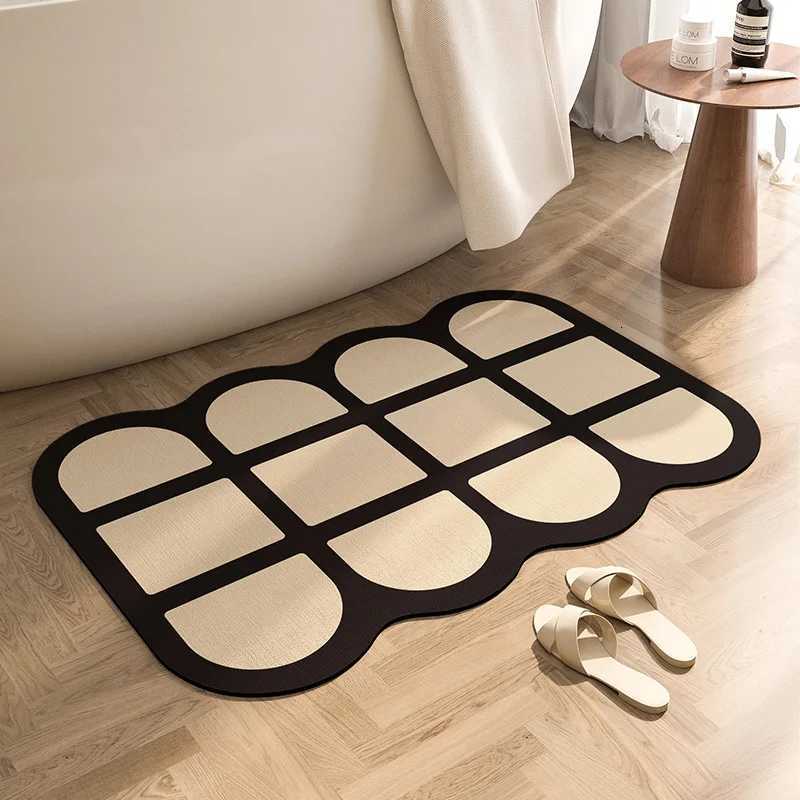 Geometric Pattern Assembly Diatomite Bath Mat Quick-drying Non-slip Absorbent Mat for Modern Bathroom Home Decor H251205