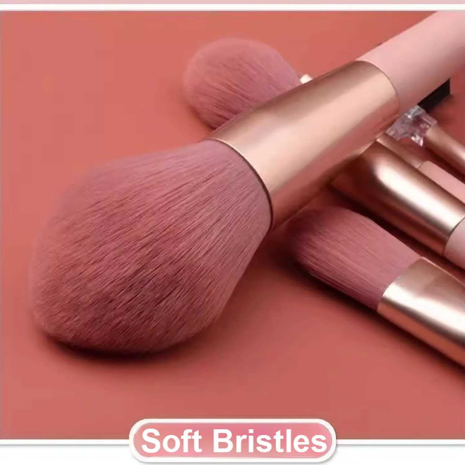 8PCS Mini Brush Makeup Bag Portable Concealer Powder Brush Set Soft Fur Make-up Tool Green Snap BagT251205