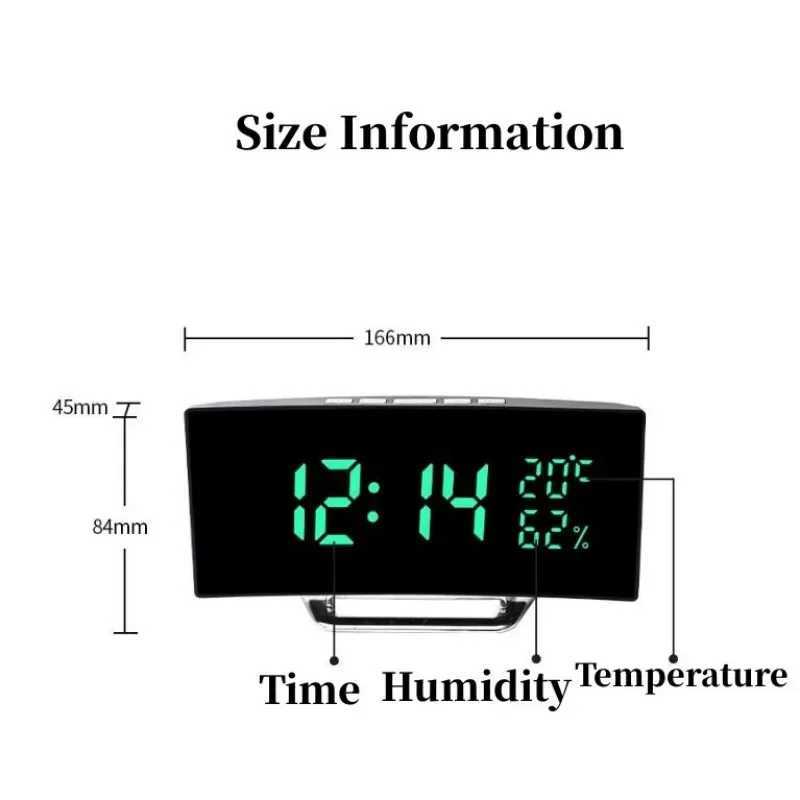 Mirror Digital Alarm Clock Temperature Date 2 Levels of Brightness Adjustment Snooze Table Clock 12/24H Night Mode LED Clock M251205 - view 7