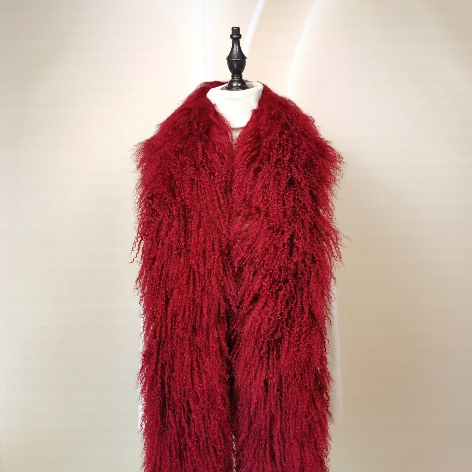 100% Genuine Mongolian Wool Curly Hair Scarf Winter Warm Long Boa Scarves Wraps Neck Warmer Fur Scarfs 251017