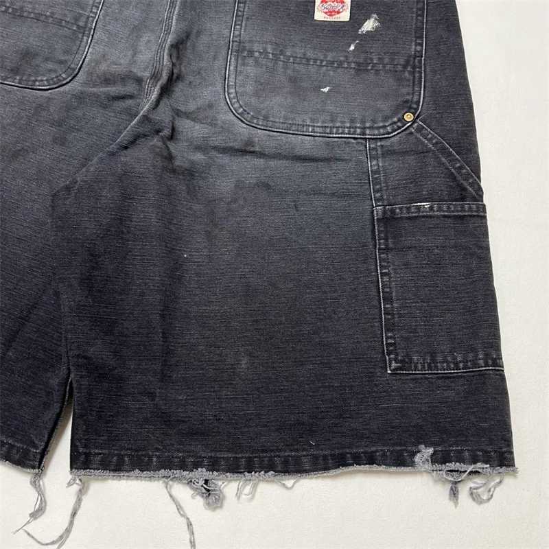Wash Damaged SAINT Mxxxxxx Zipper Denim Shorts Men Women 11 Best Quality Oversized Retro Black Jeans X251205