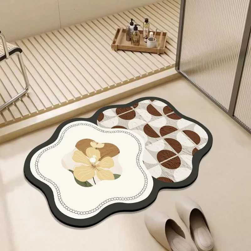 Toilet door floor mat Diatom mud absorbent non-slip mat Toilet carpet Bathroom floor mat Silicone door mat H251205