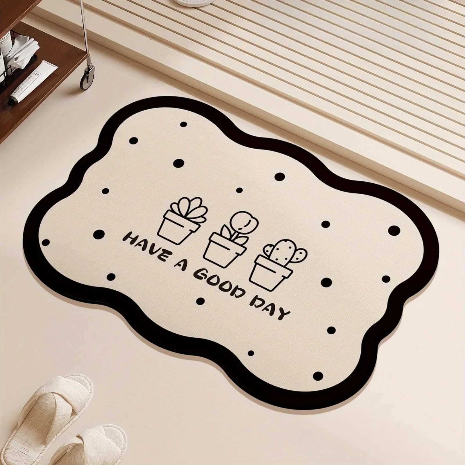 VIKAMA Ins Wind Cartoon Floor Mat Entry Door Bathroom Non Slip Foot Mat Cute Potted Plant Pattern Home Decoration Carpet H251205