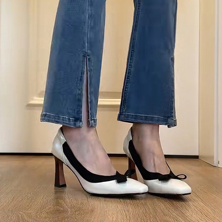 Free shipping Designer Dress Shoes 2026 New Coarse Heels Womens Fashion Bow Heels Commuter Versatile brown