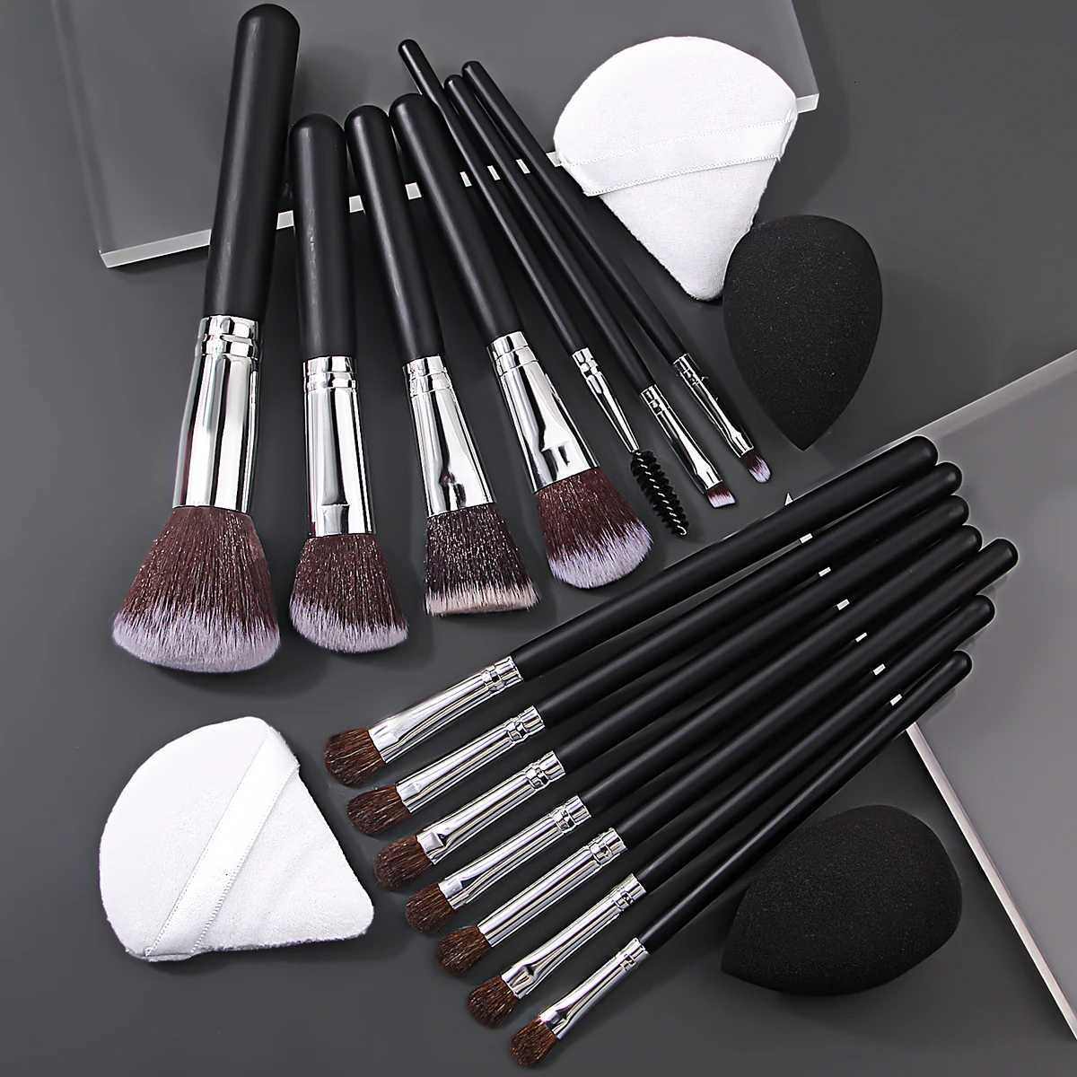 4/14/18PCS High-end makeup brush set loose powder brush blush brush facial brush set non-clog powder puff setT251205