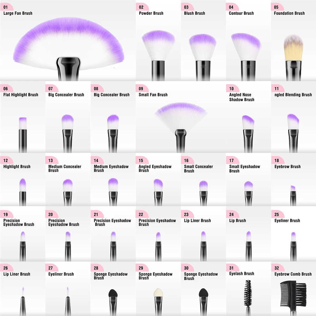18/32Pcs Makeup Brushes Professional Soft Fluffy Cosmetics Foundation Powder Eyeshadow Kabuki Blending Blush Makeup Brush ToolT251205