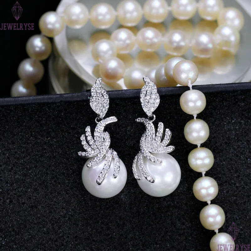 Luxury Charm Pearl earring designer for woman AAA Cubic Zirconia Silver Plated South American Water Drop White Diamond Earrings Jewelry For Women Teen