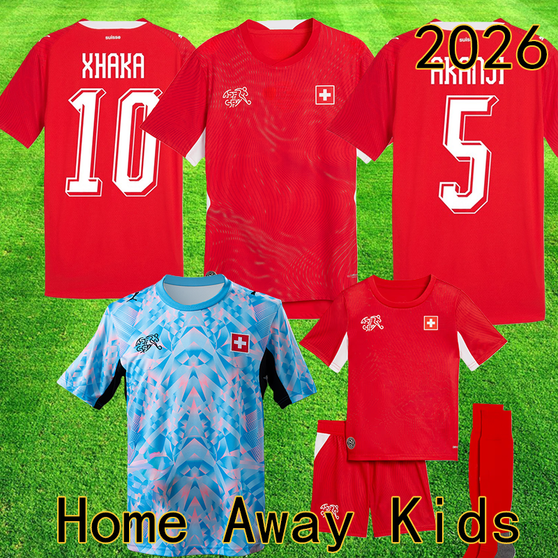 2026 Switzerland Soccer Jerseys ELVEDI AKANJI ZAKARIA SOW RIEDER EMBOLO SHAQIRI 25 26 Football shirts SWISS home away Uniforms MEN KIDS KIT