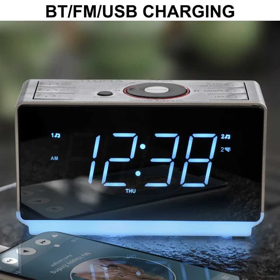 Digital Alarm Clock Radio Bluetooth FM Dual Alarm/Snooze LED Display Dimmer Headphone USB Charging Night Light 708 M251205 - view 7