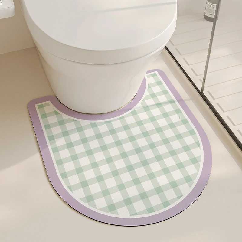VIKAMA Cute Plaid Three-Piece Carpet Bathroom Floor Mat Toilet Mat Door Mat Comfortable Waterproof Small Rug Home Decoration H251205