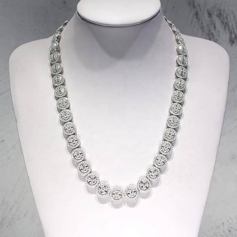 Hip Hop Chain VVS Moissanite Tennis Chain 13mm Width Iced Out VVS Cluster Tennis Chain Moissanite