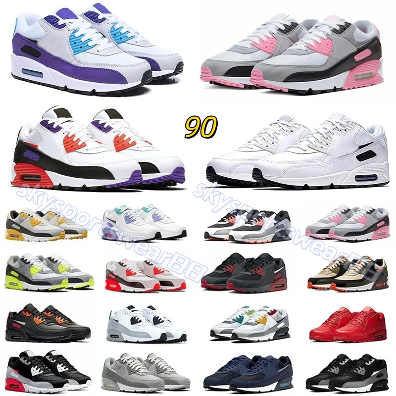 90 90s Designer Mens Running Shoes Triple Black White Alabaster grey black reflective brown Dark blue-white pink yellow Milky black Women Trainers Sports Sneakers 05