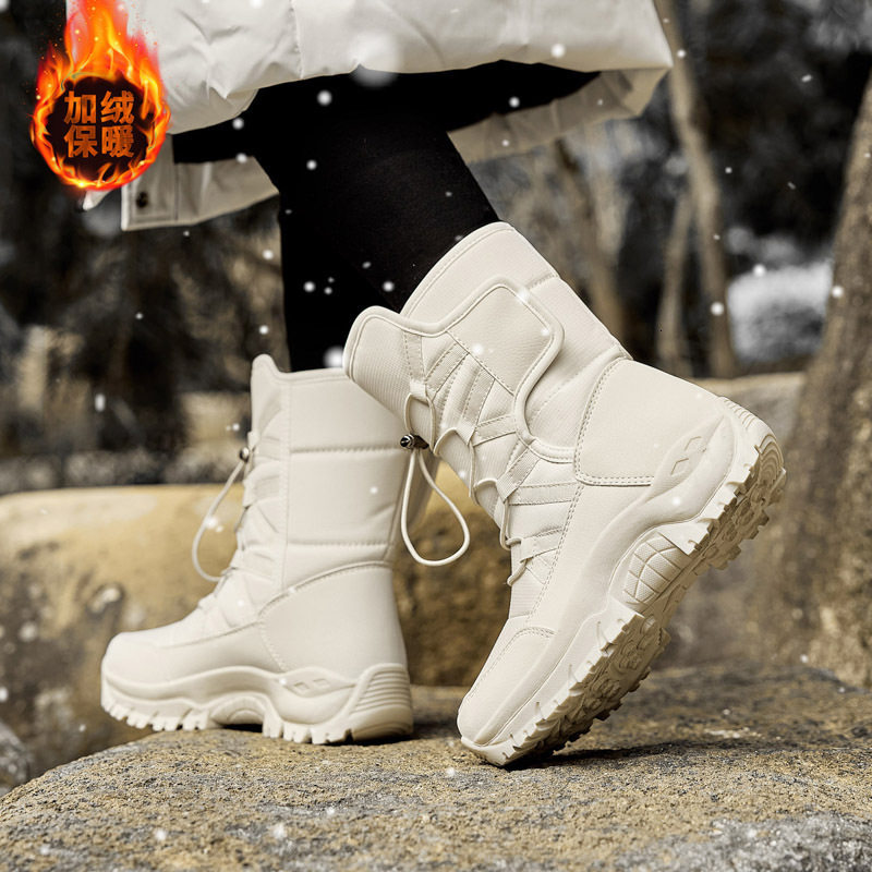Winter Snow Boots Womens Non Slip Outdoor Waterproof Mid Calf Boots with Warm Faux Fur Lined Fashion Shoes 241218