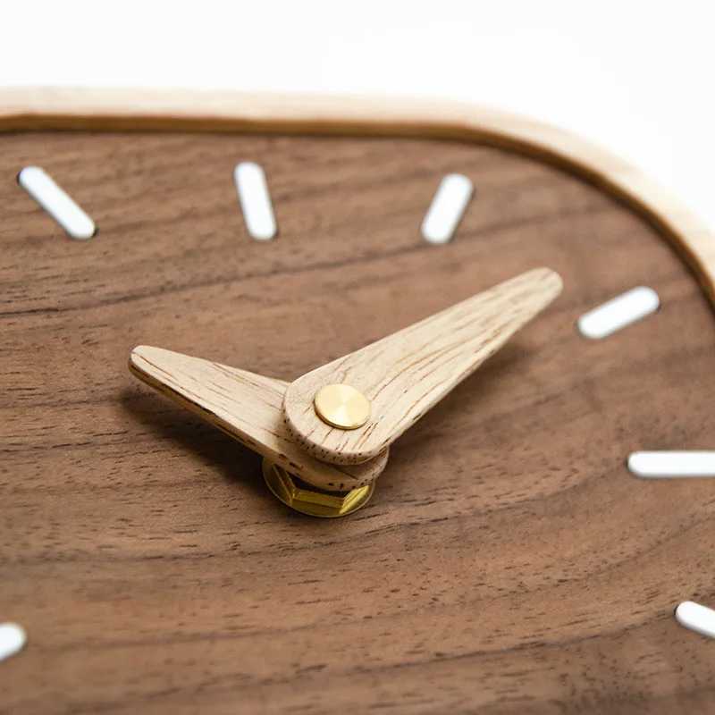 Handmade Black Walnut Solid Wood Clock Desktop Silent Table Clock Headrest Mini Watch Nordic Home Creative Decoration M251205 - view 4