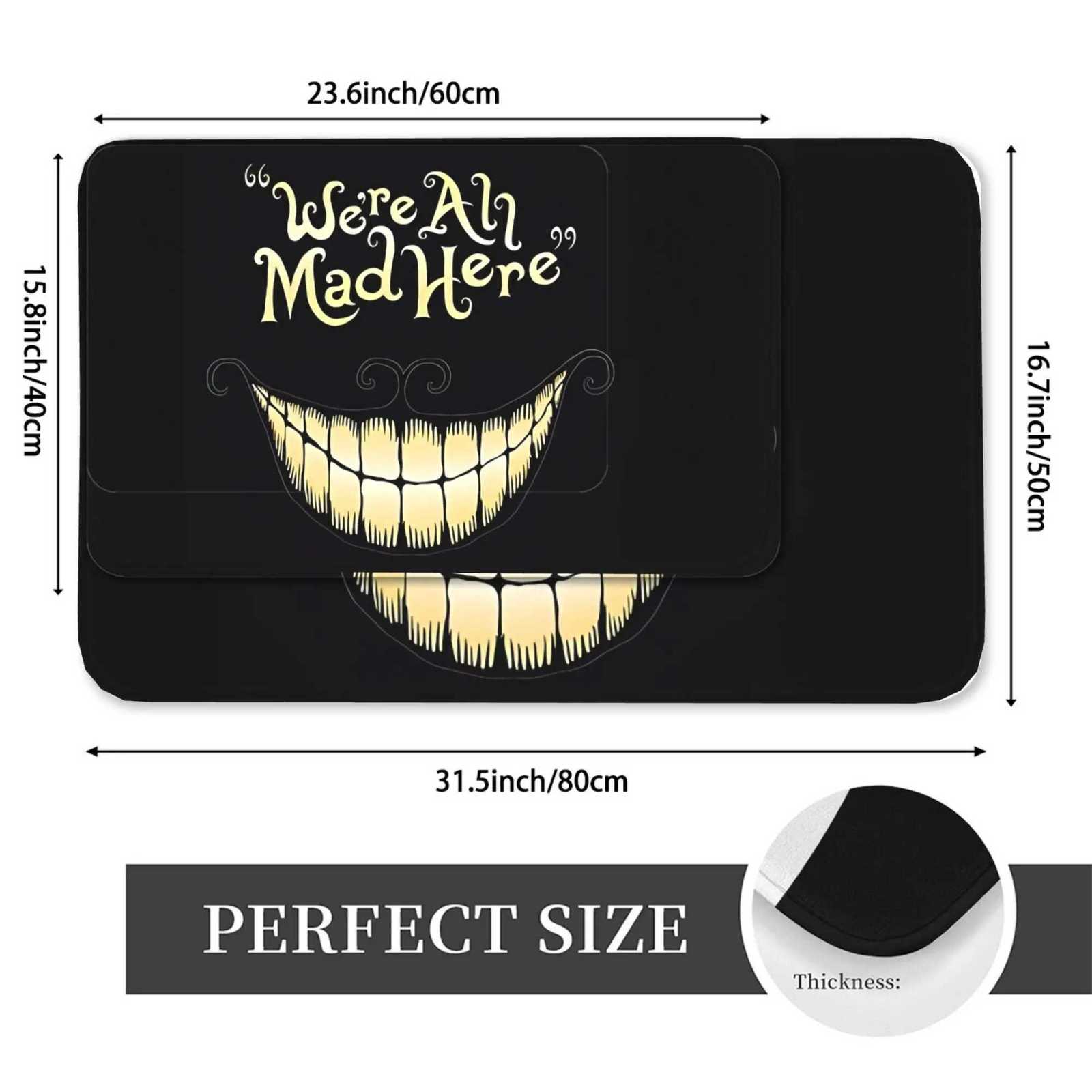 VIKAMA Halloween Scary Face Were All Mad Here Welcome Mat Outdoor Carpet Soft Doormat Living Room Rug For Bedroom H251205