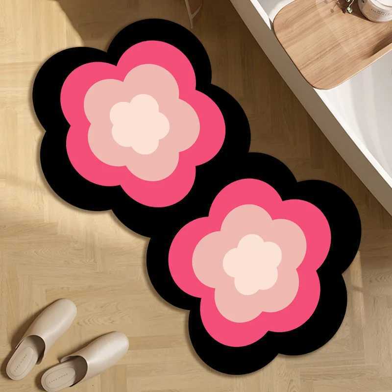 Pink And Black Diatom Mud Bathroom Floor Mat Toilet Carpet Entry Door Mat Toilet Door Absorbent Non-Slip Foot Mat H251205