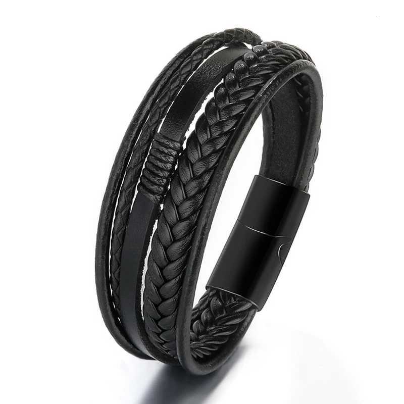 Men Genuine Leather Bracelets Multilayer Braided Rope Bracelets for Man Jewelry Bracelet Homme W251206