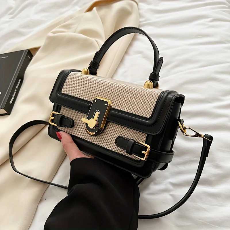 Vintage Flap Crossbody Bags for Women Contrast Color PU Leather Tote Bag Retro Shoulder Bag Fashion Handbag Purse SatchelT251205