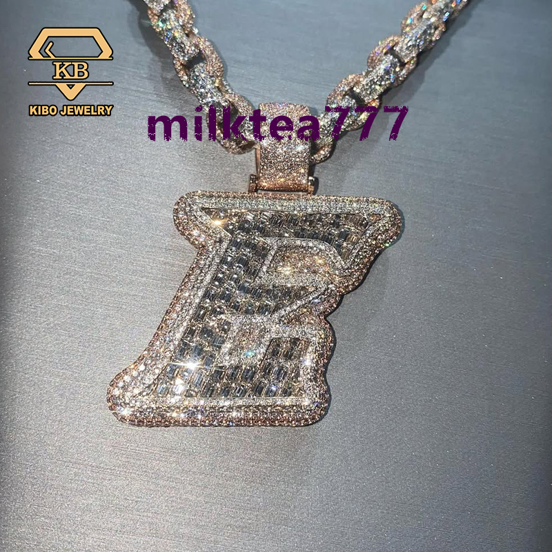 Rapper Charm Shiny Custom High Quality Iced Out Name Real LAB Grown Moissanite Diamond Iced Out Initial Letter Custom Pendant