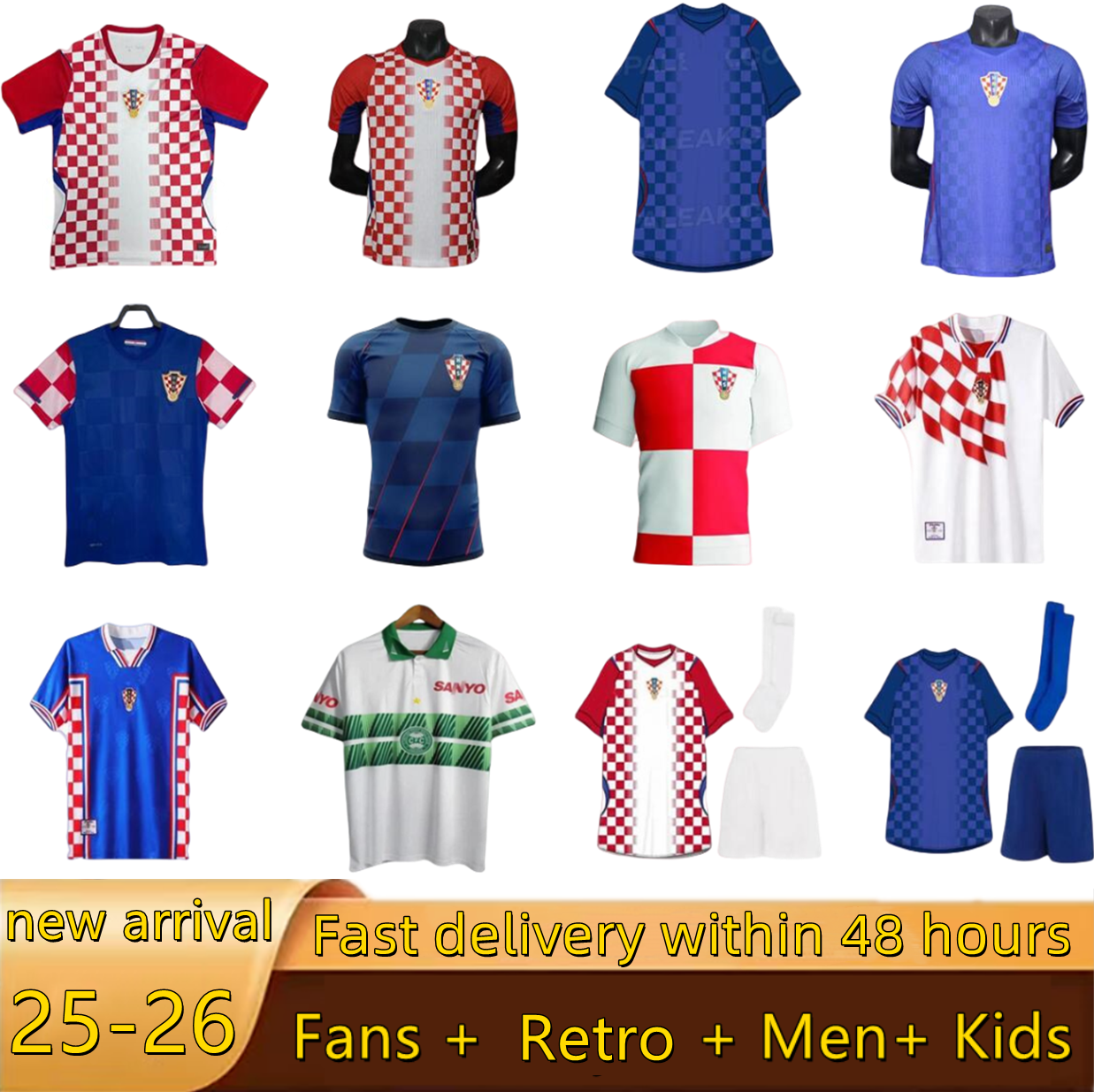 2026 2027 Croacia soccer jerseys MODRIC 97 98 Croatia BROZOVIC SUKER Retro national team MANDZUKIC PERISIC KALINIC 24 25 26 27 KOVACIC football shirt Men Kids Kit