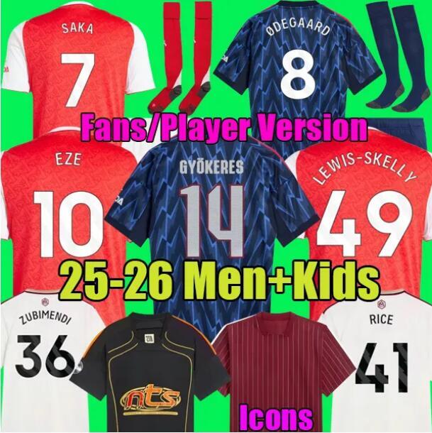 25 26 SAKA ZUBIMENDI GYOKERES EZE soccer jerseys DOWMAN ODEGAARD HAVERTZ LEWIS-SKELLY GABRIEL 2025 football shirt Men Kids sets RICE KELLY ArSeN kids kit Uniform
