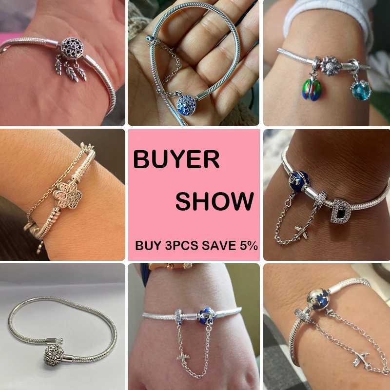 Bracelet Silver 925 Original 17-20CM Star Moon Sun Four Leaf Clover Green Zircon Bracelets Fit DIY Charms Birthday Jewelry Gifts W251206