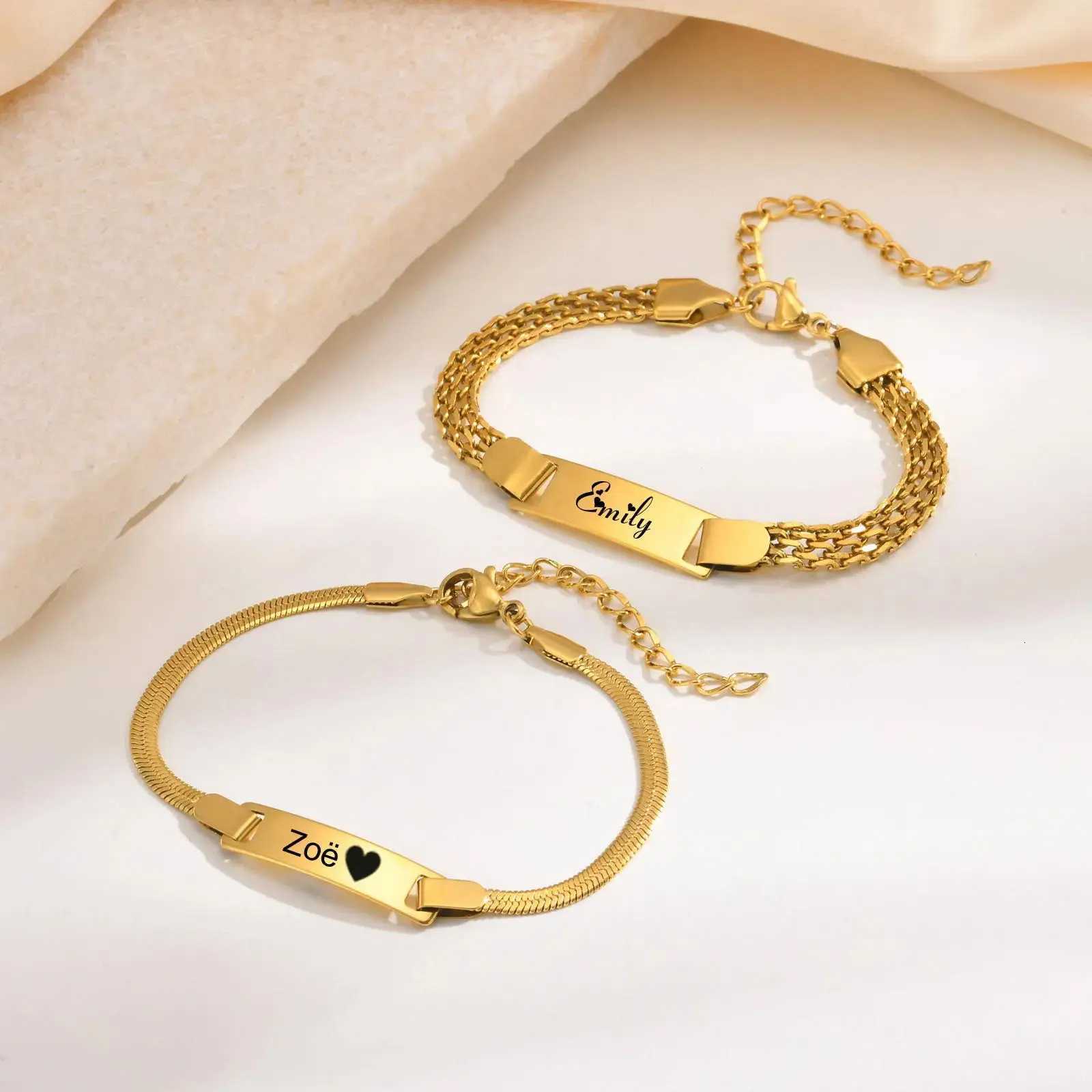 Personalized Bracelet for Little Boy GirlStainless Steel Engraved Name Date Son Daughter Mom Baptism Gift W251206