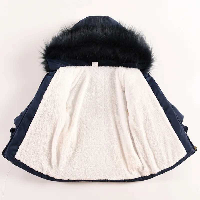 Flowers Autumn Winter Girls Jacket Fur Collar Keep Warm Little Princess Coat Hooded Zipper Baby Outerwear 1-5 Years Kids ClothesW251206